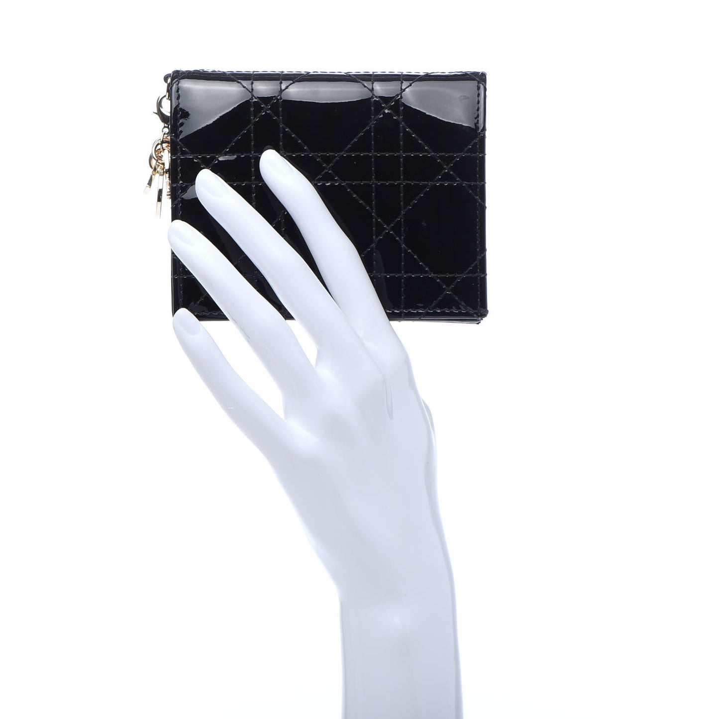 Patent Cannage Lady Dior Card Holder Black