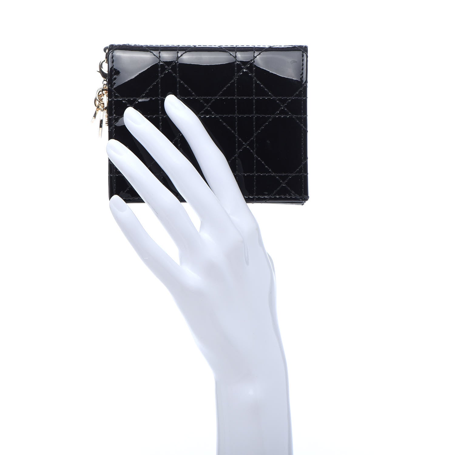 Christian Dior Patent Cannage Lady Dior Card Holder Black 2 of 10