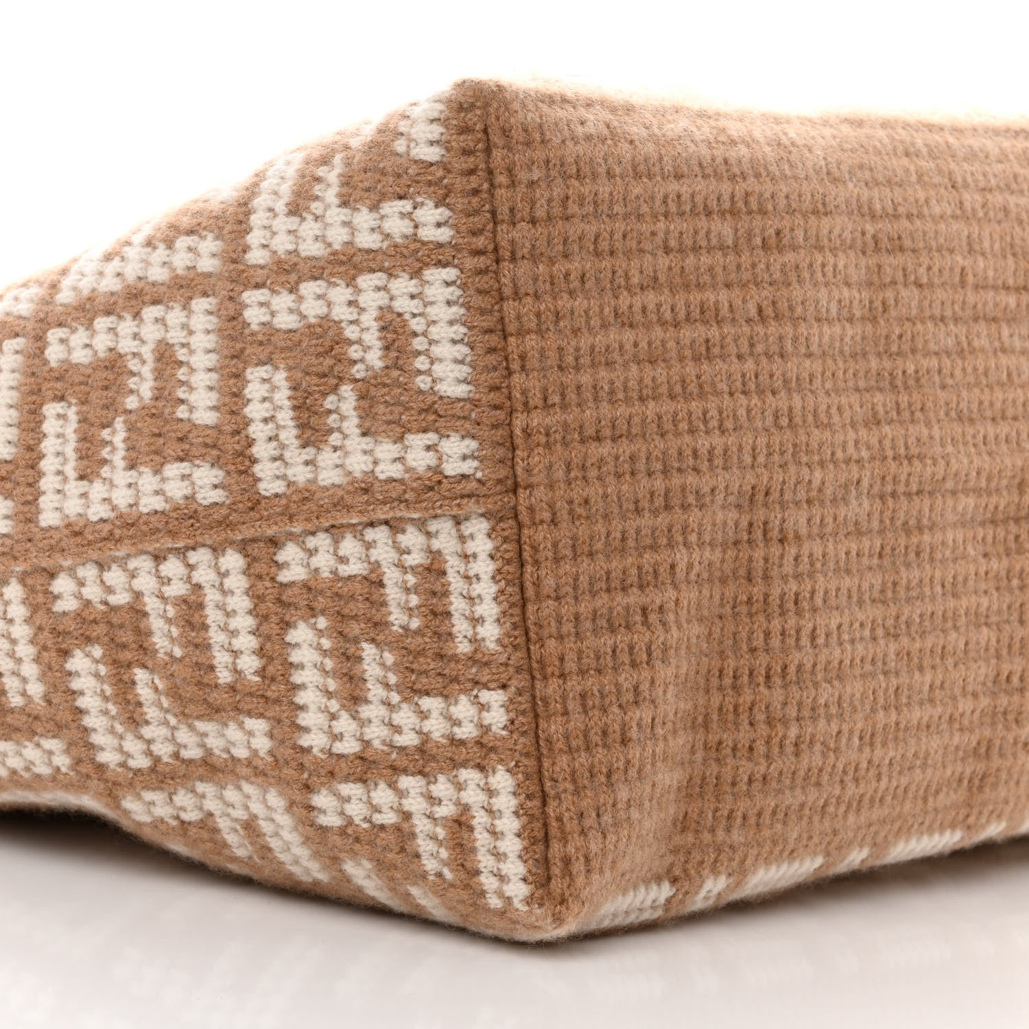 Fendi Cashmere Knit FF Large Shopper Tote Cammello 9 of 10