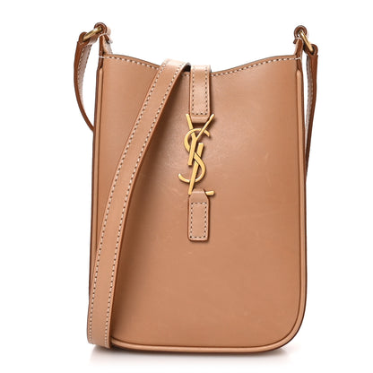 Saint Laurent Smooth Calfskin Le 5 A 7 Vertical Hobo Brown Gold 1 of 11