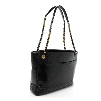 Chanel Shiny Aged Calfskin Quilted Large Shopping Bag Black 3 of 14