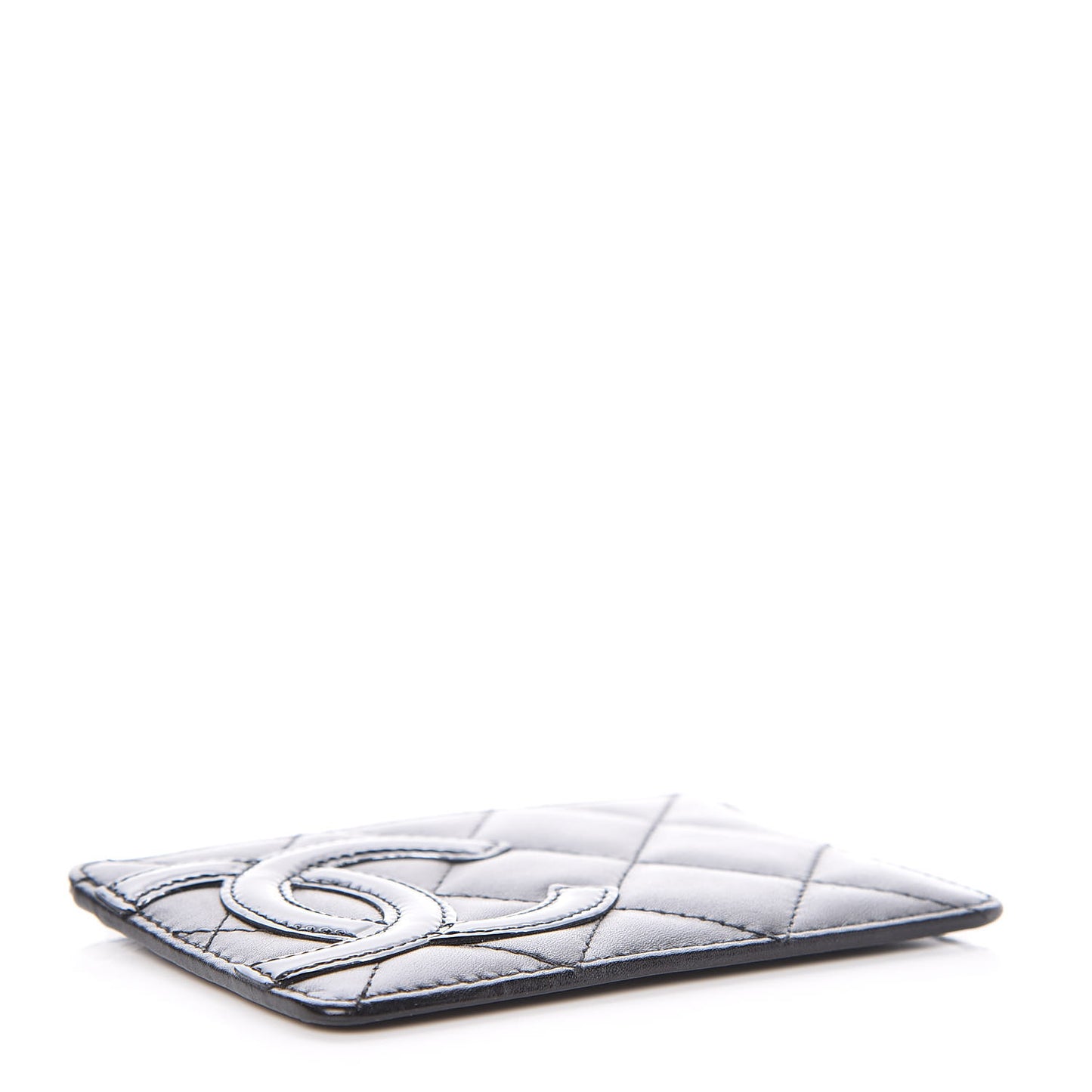 Calfskin Quilted Cambon Card Holder Black