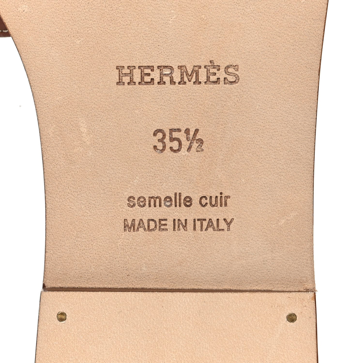 Hermes Box Calfskin Oran Sandals 35.5 Gold 6 of 9