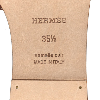 Hermes Box Calfskin Oran Sandals 35.5 Gold 6 of 9