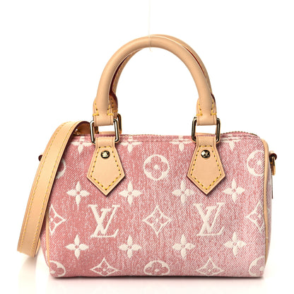 Louis Vuitton Monogram Jacquard Denim Nano Speedy Bandouliere Pink 1 of 8