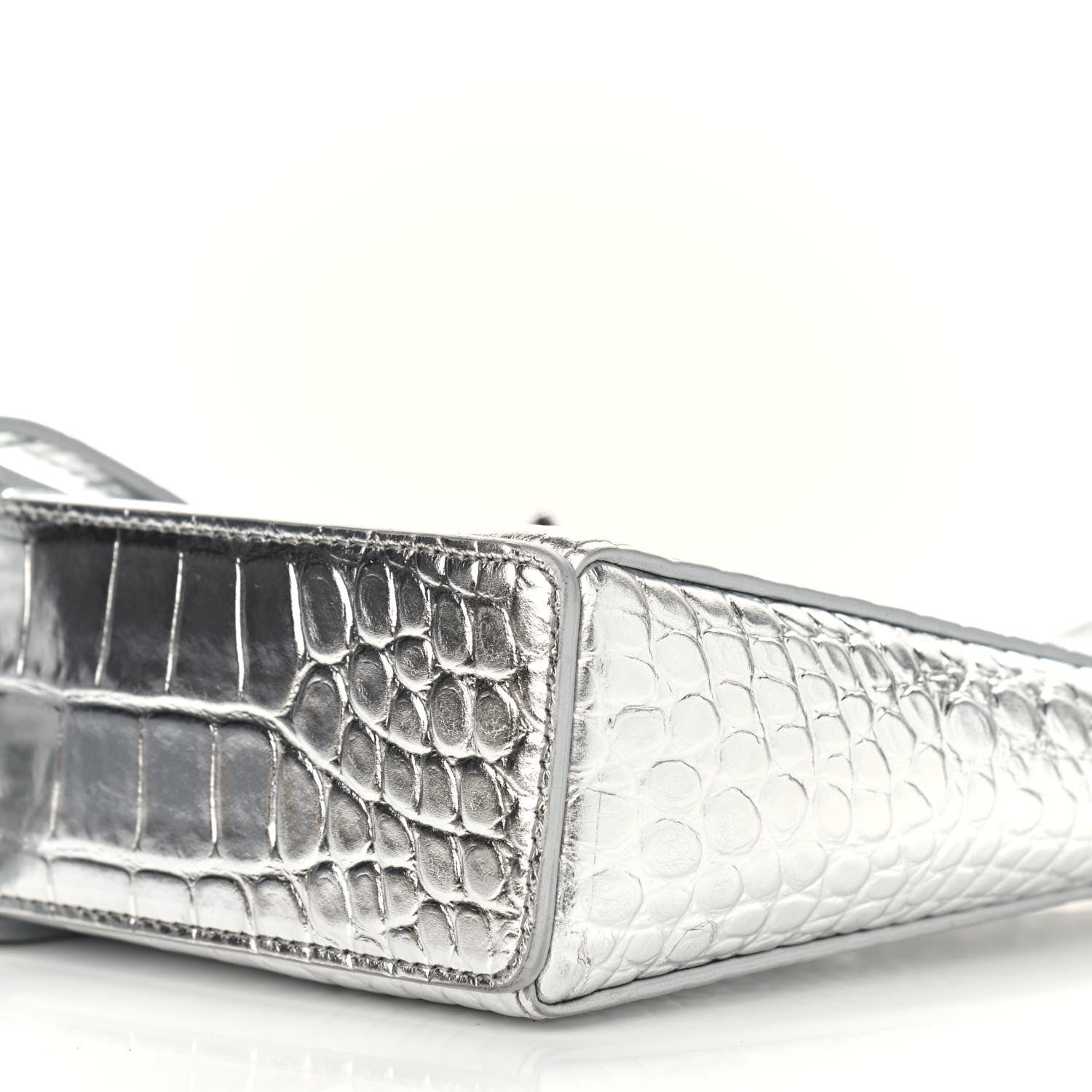 Givenchy Metallic Calfskin Croc Embossed Small Cut Out Shoulder Bag Silver 11 of 11