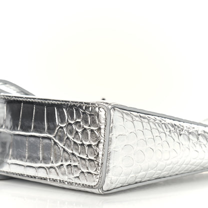 Givenchy Metallic Calfskin Croc Embossed Small Cut Out Shoulder Bag Silver 11 of 11