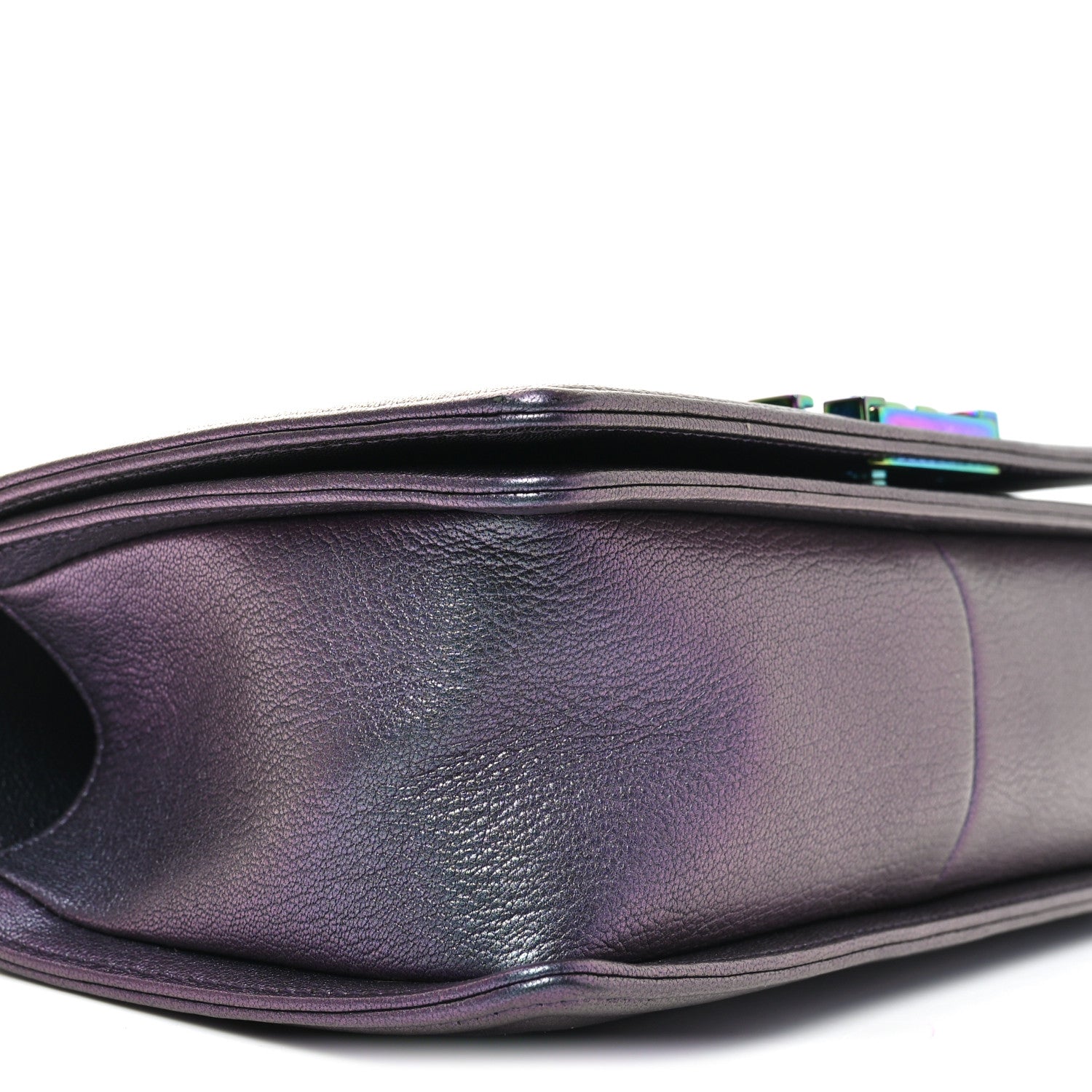 Chanel Iridescent Goatskin Quilted Medium Boy Flap Purple 9 of 10