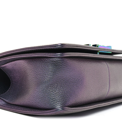 Chanel Iridescent Goatskin Quilted Medium Boy Flap Purple 9 of 10