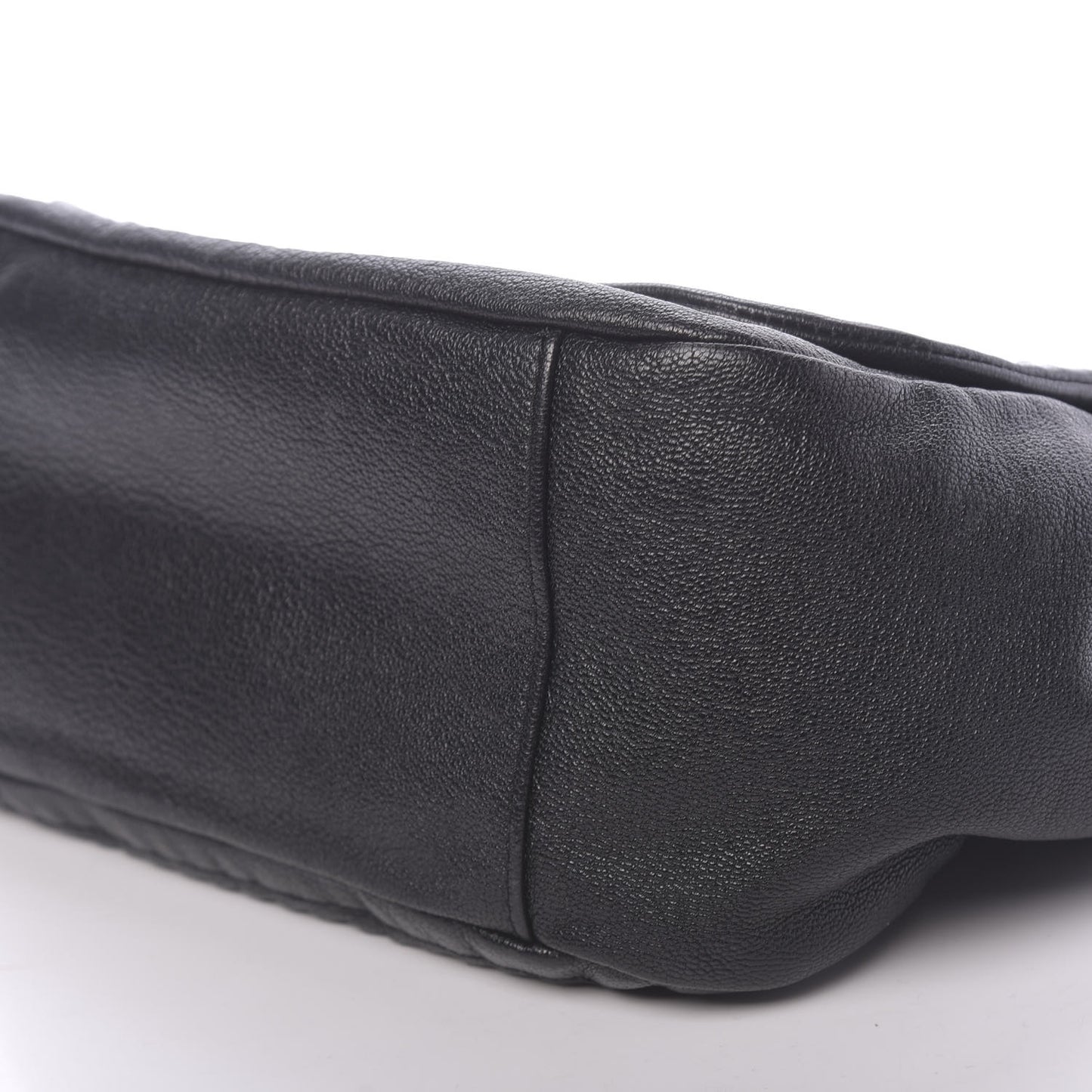 Metallic Goatskin Luxe Ligne Flap Black