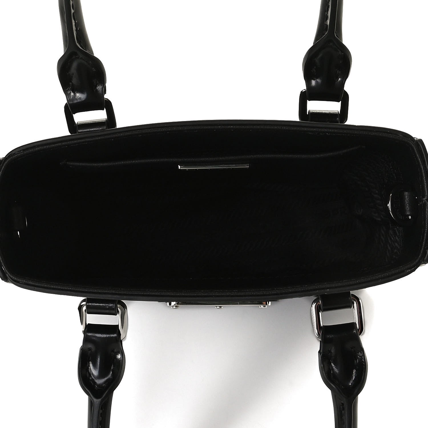 Prada Spazzolato Triangle Small Double Handle Crossbody Tote Black 5 of 12