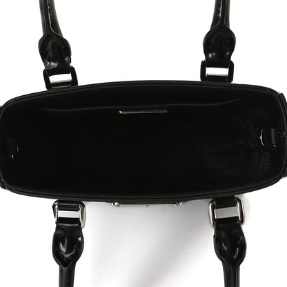 Prada Spazzolato Triangle Small Double Handle Crossbody Tote Black 5 of 12