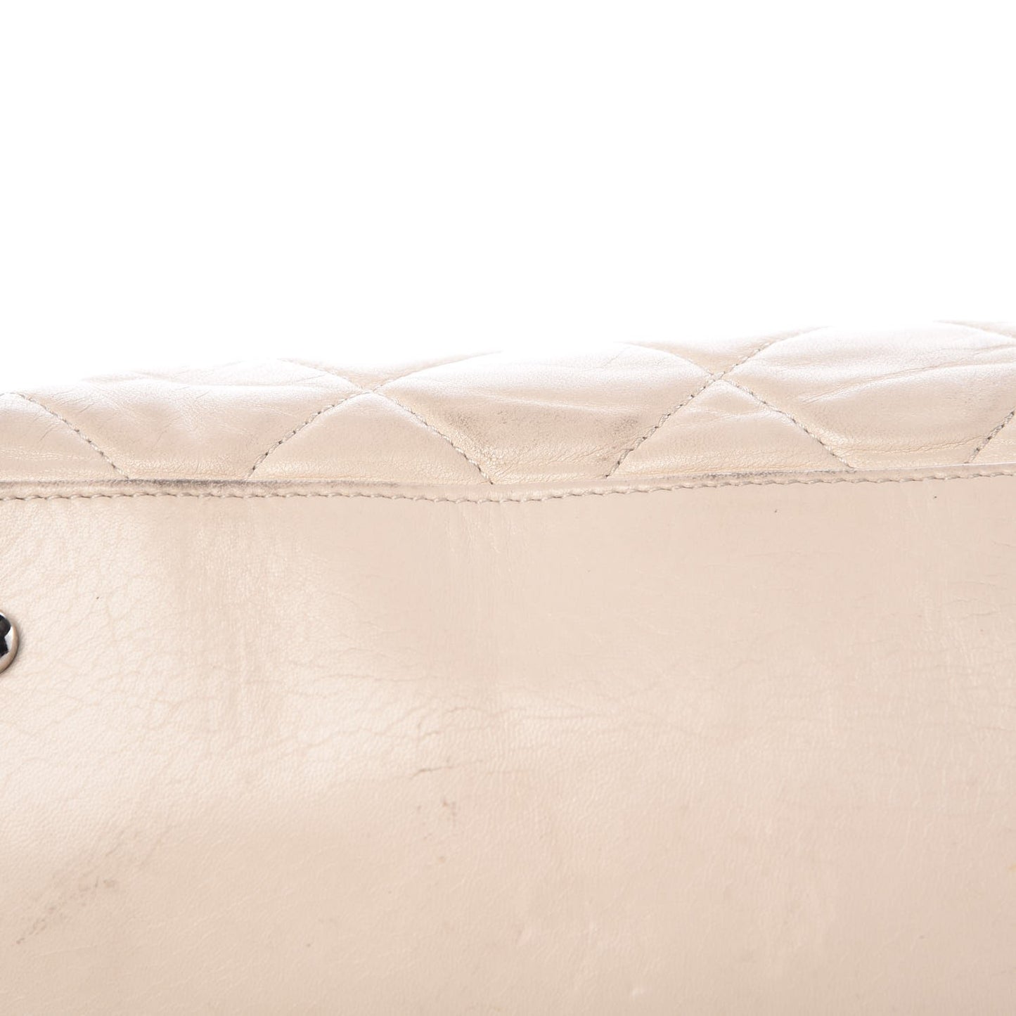 Lambskin Quilted East West Tote Beige