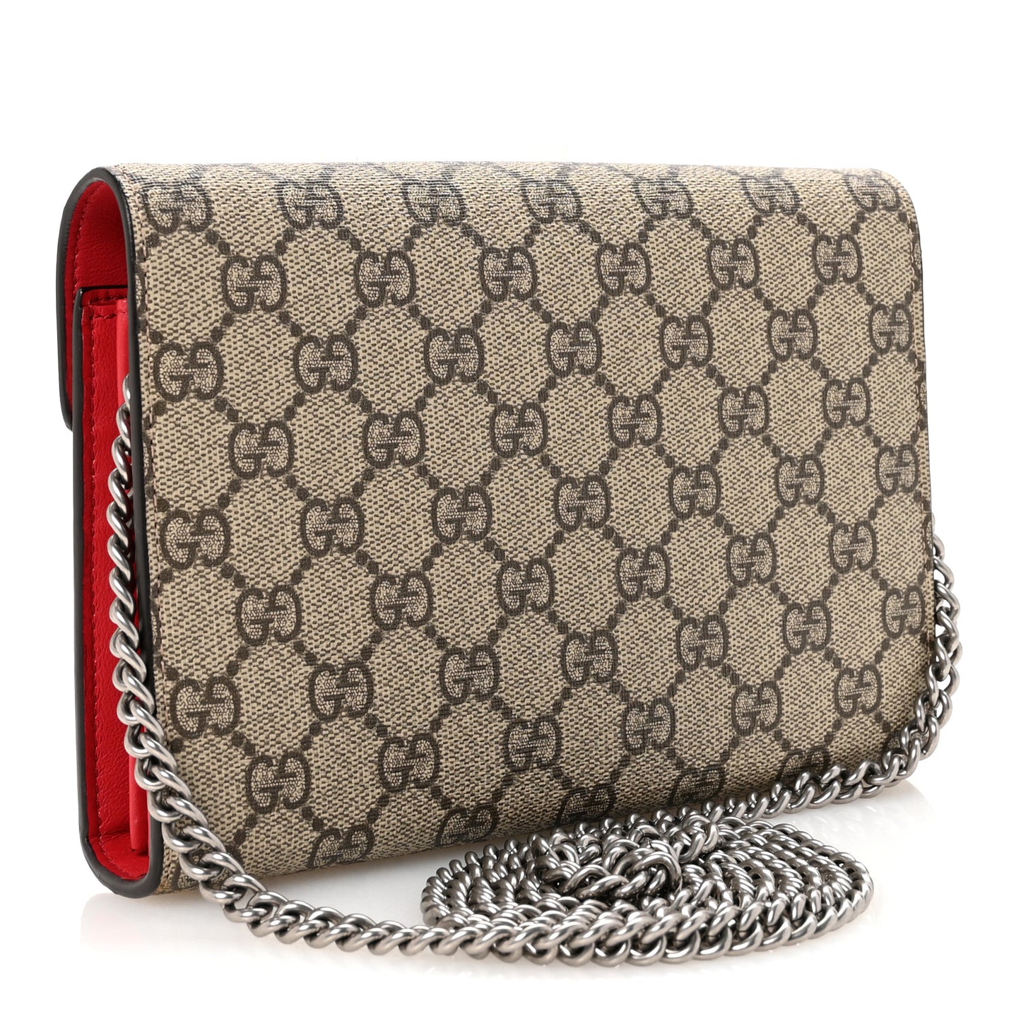 GG Supreme Monogram Mini Dionysus Chain Wallet Beige Vulcanic Red