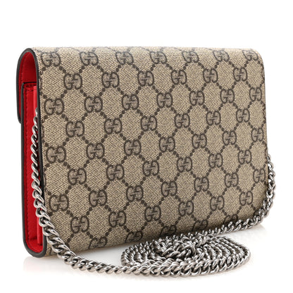 Gucci GG Supreme Monogram Mini Dionysus Chain Wallet Beige Vulcanic Red 3 of 11