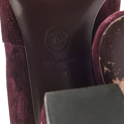 Chanel Suede Calfskin Chain Boots 37 Burgundy 8 of 8