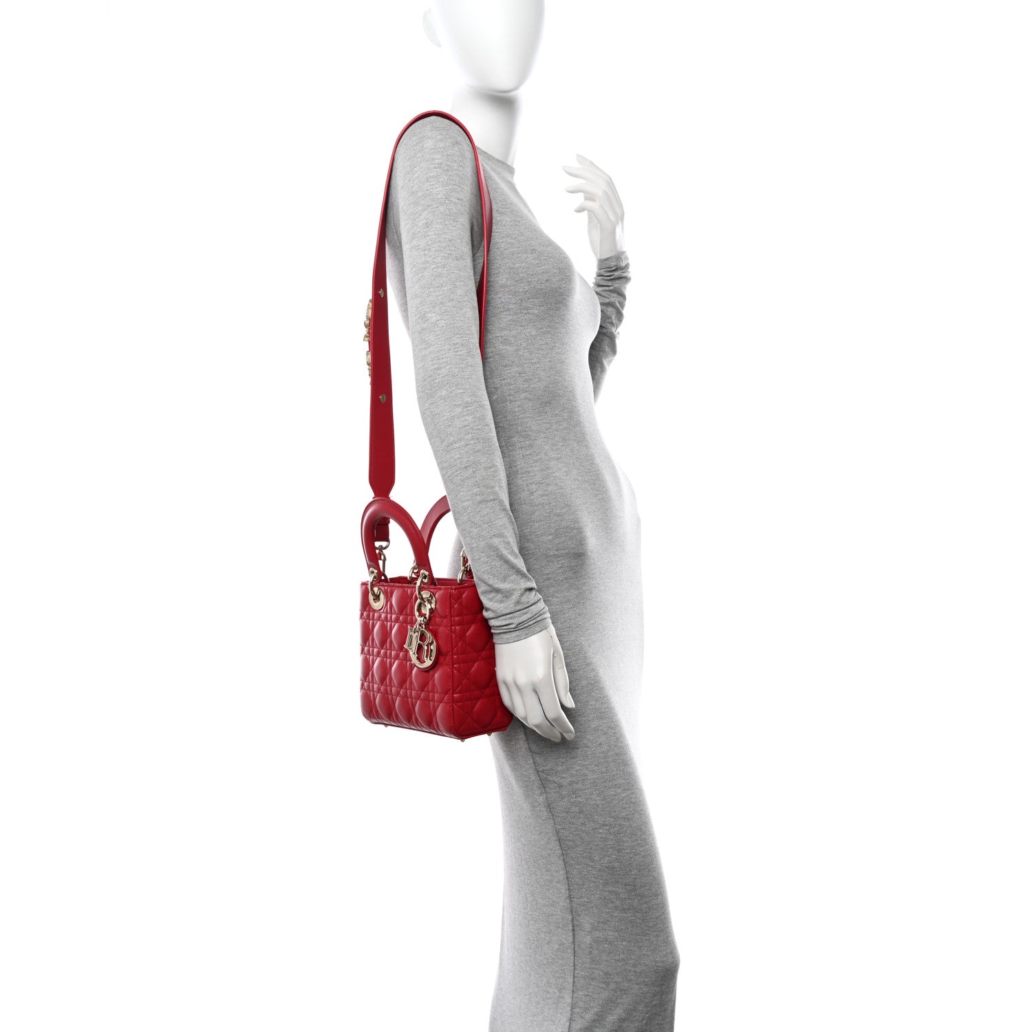 Christian Dior Lambskin Cannage Small My ABCDior Lady Dior Red 3 of 12