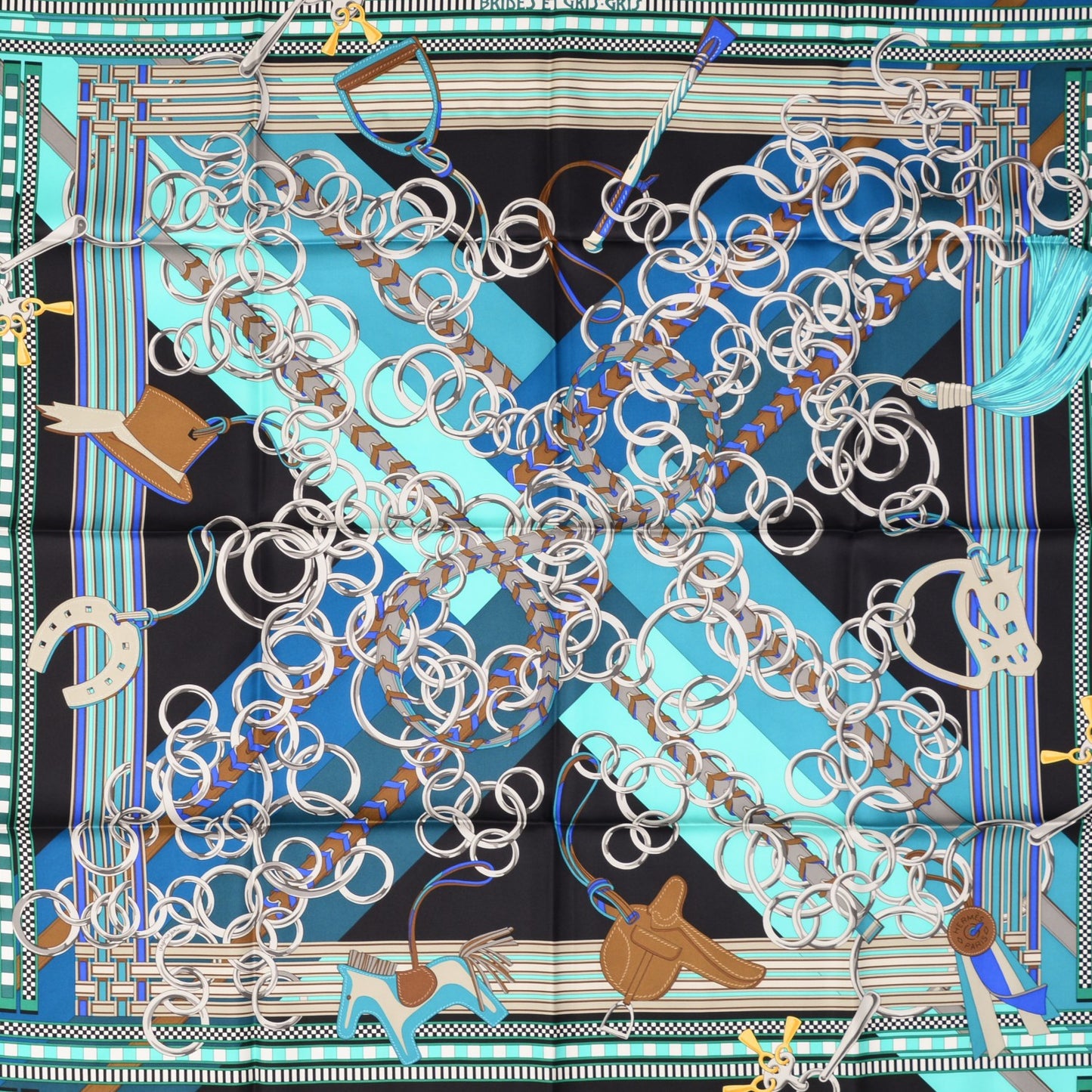 Silk Brides Et Gris Gris Scarf 90 Marine Turquoise Bleu
