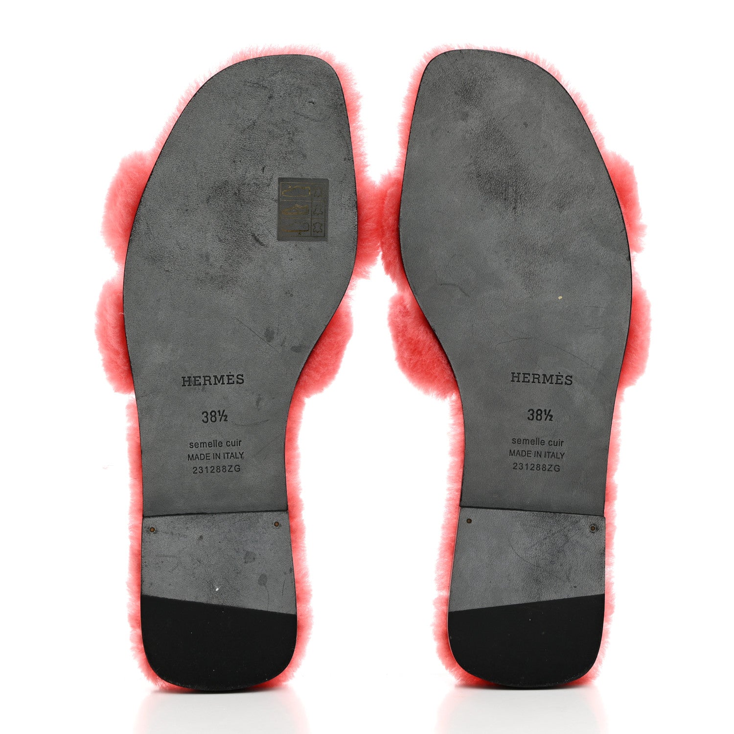 Hermes Woolskin Oran Sandals 38.5 Rose Du Desert 5 of 7