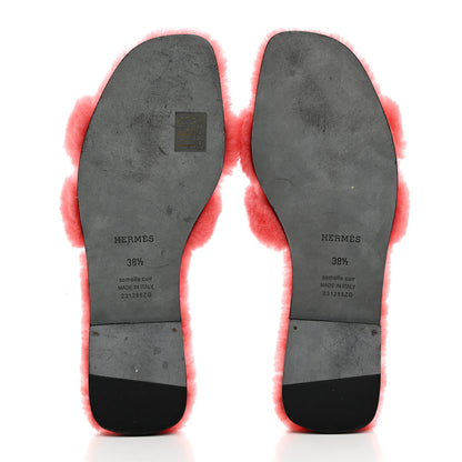 Hermes Woolskin Oran Sandals 38.5 Rose Du Desert 5 of 7