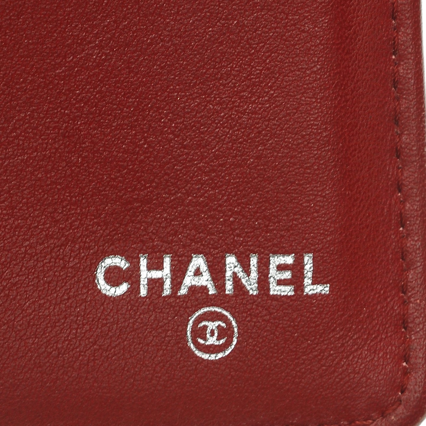 Patent Calfskin Quilted Large Brilliant Flap Wallet Dark Red