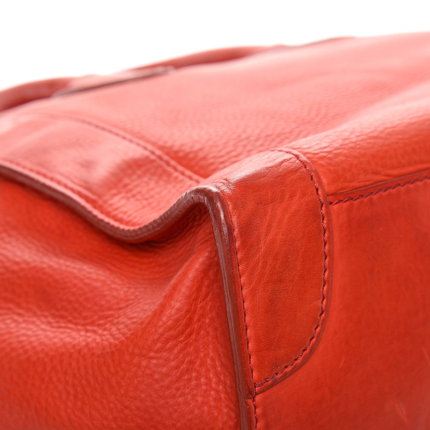 Drummed Calfskin Mini Luggage Vermillion