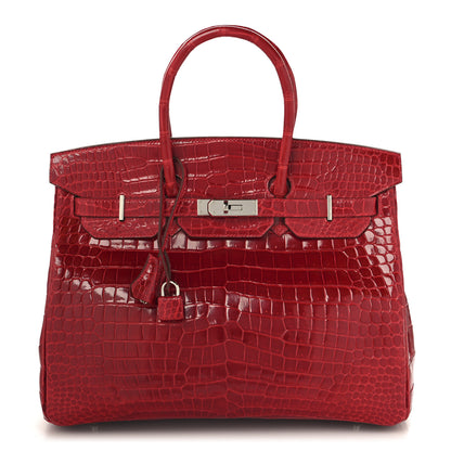 Hermes Shiny Porosus Crocodile Birkin 35 Braise 1 of 13
