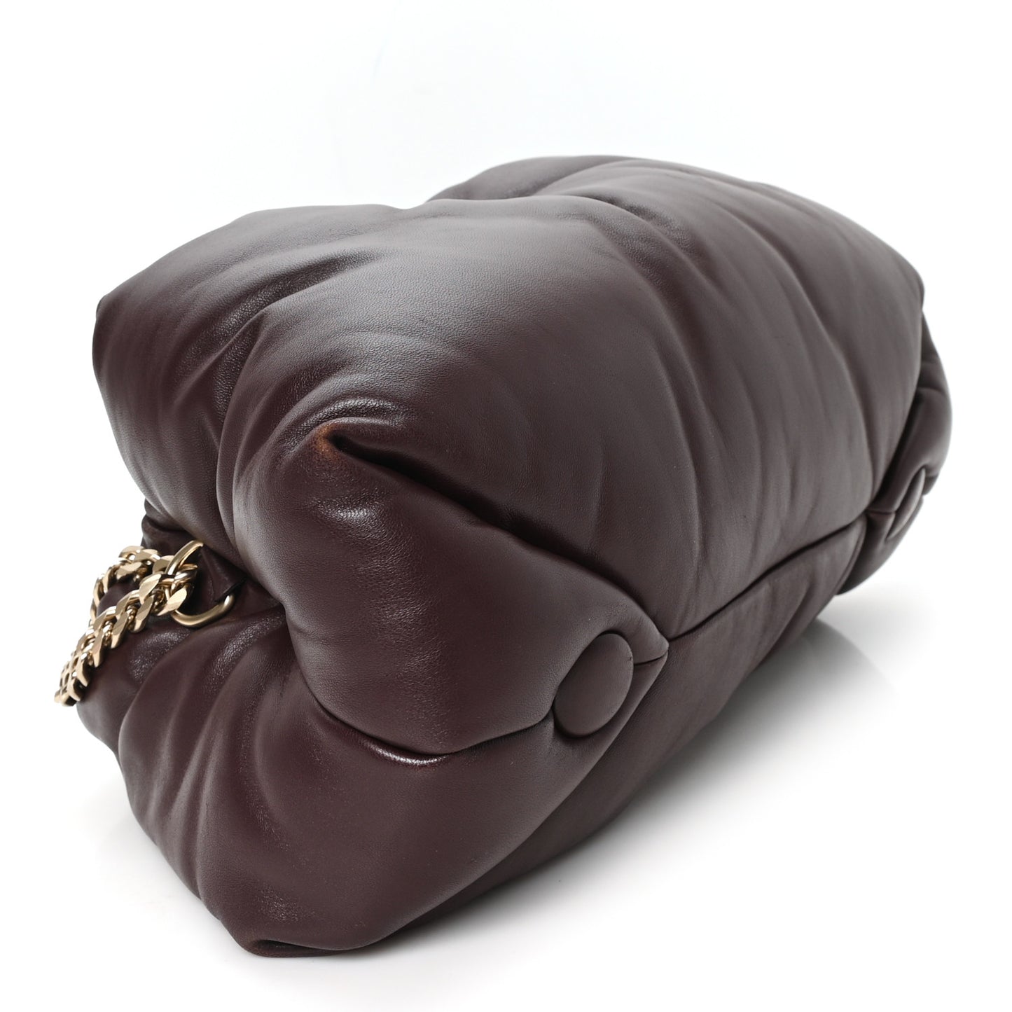 Lambskin Puffy Tobo Chain Shoulder Bag Chocolate
