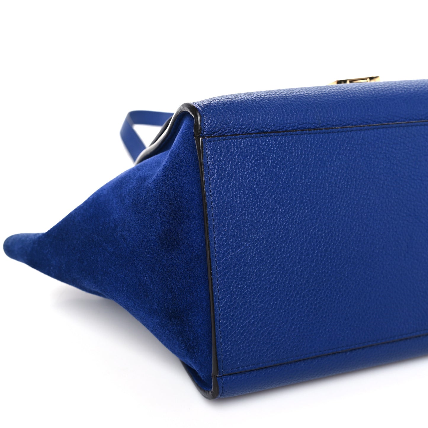 Drummed Calfskin Suede Small Trapeze Indigo