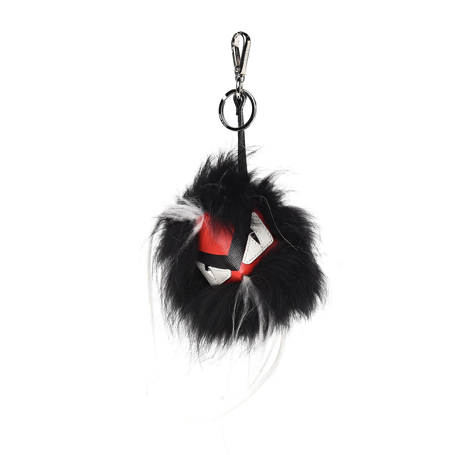 Fendi Vitello Elite Fox Goat Fur Igor Monster Bag Bug Cube Charm Rosso Black White 1 of 3