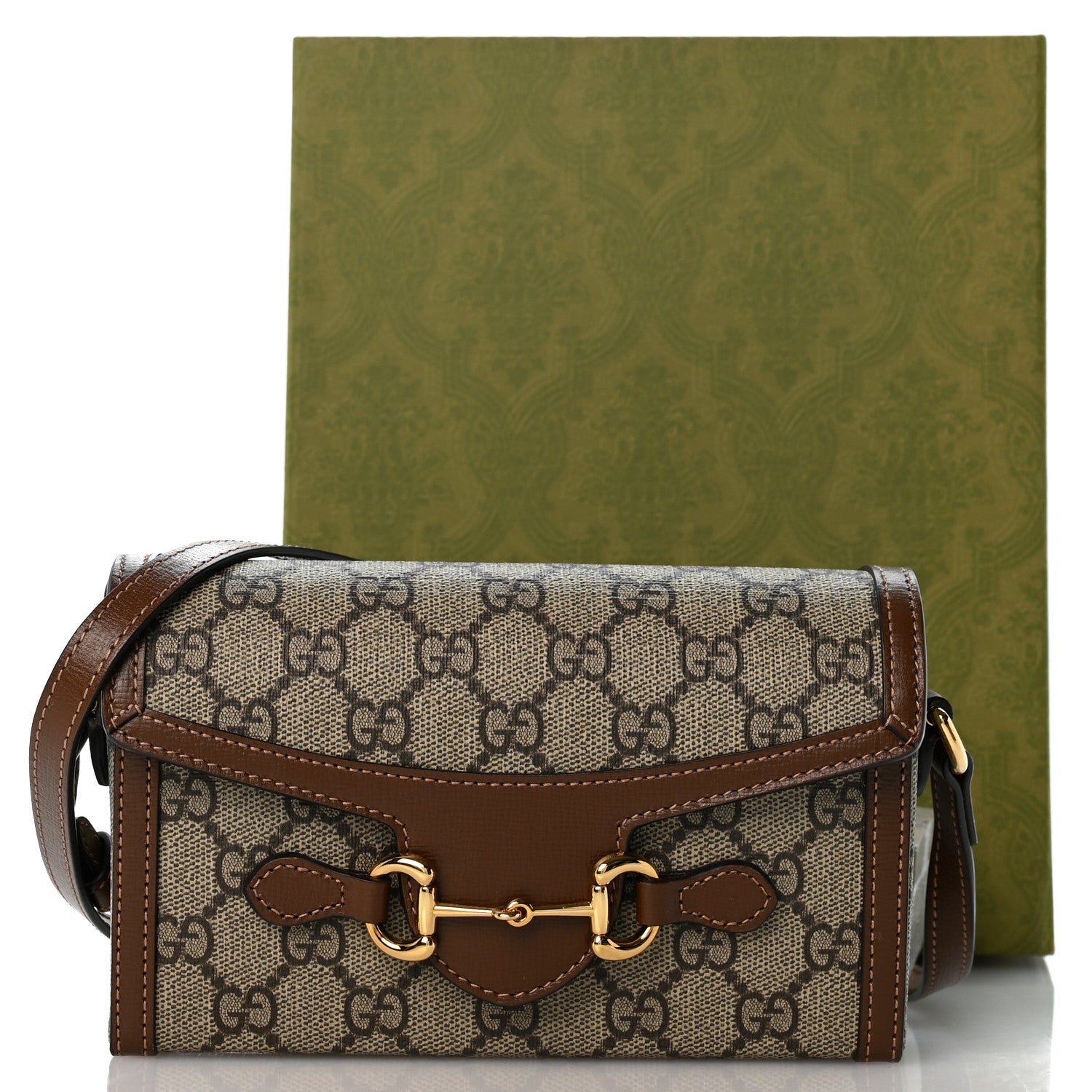Gucci GG Supreme Monogram Mini Horsebit 1955 Shoulder Bag Beige Brown Sugar 12 of 12