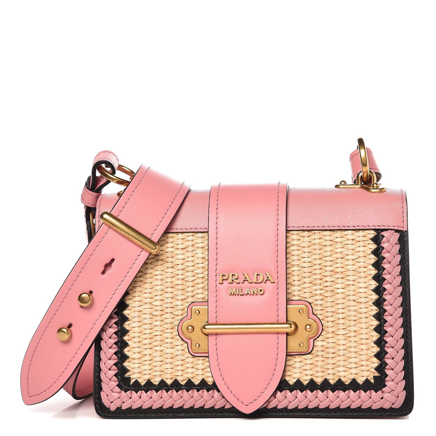 Prada City Calf Raffia Saffiano Cahier Bag Naturale Petalo 1 of 6