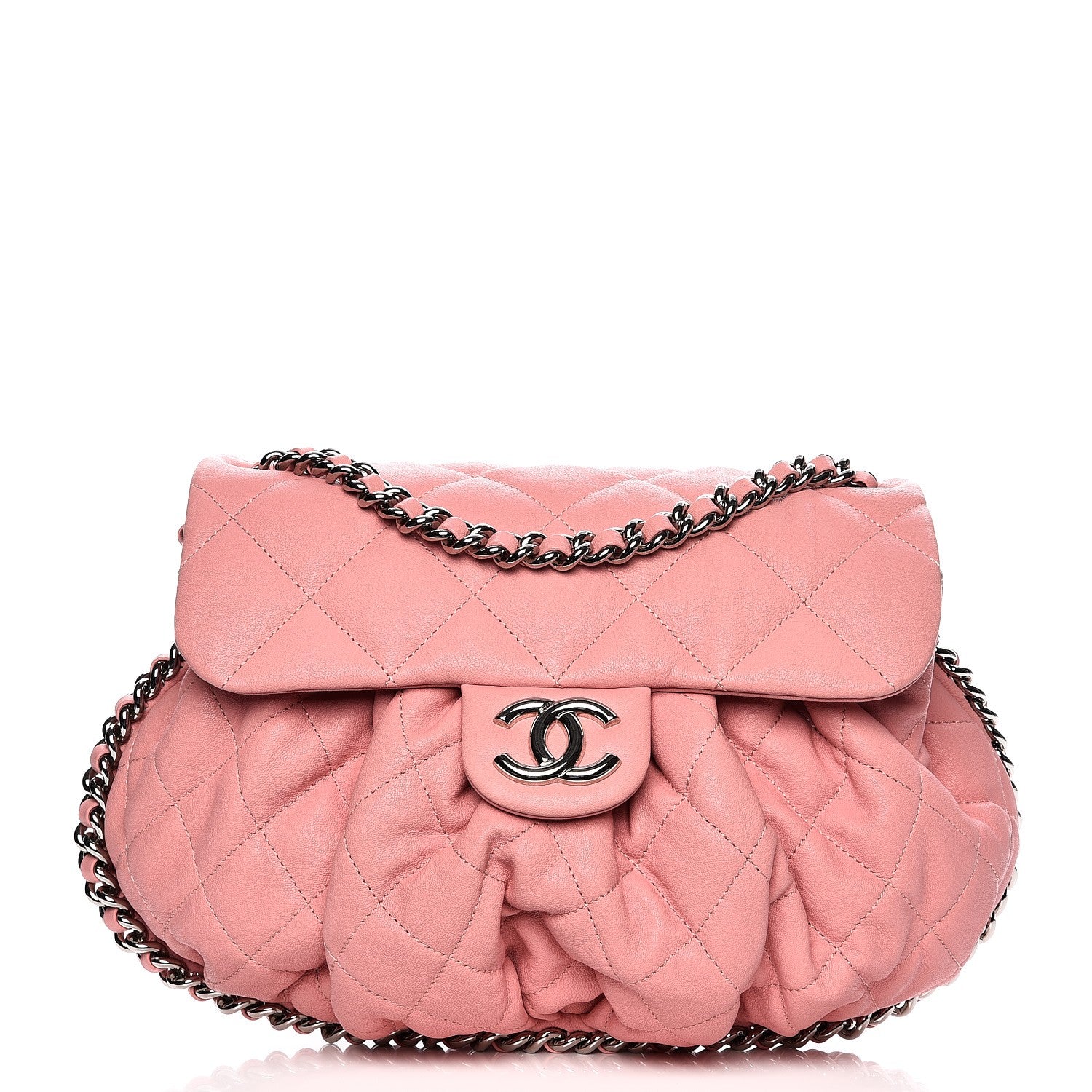 Chanel Washed Lambskin Quilted Medium Chain Around Messenger Pink 1 of 8