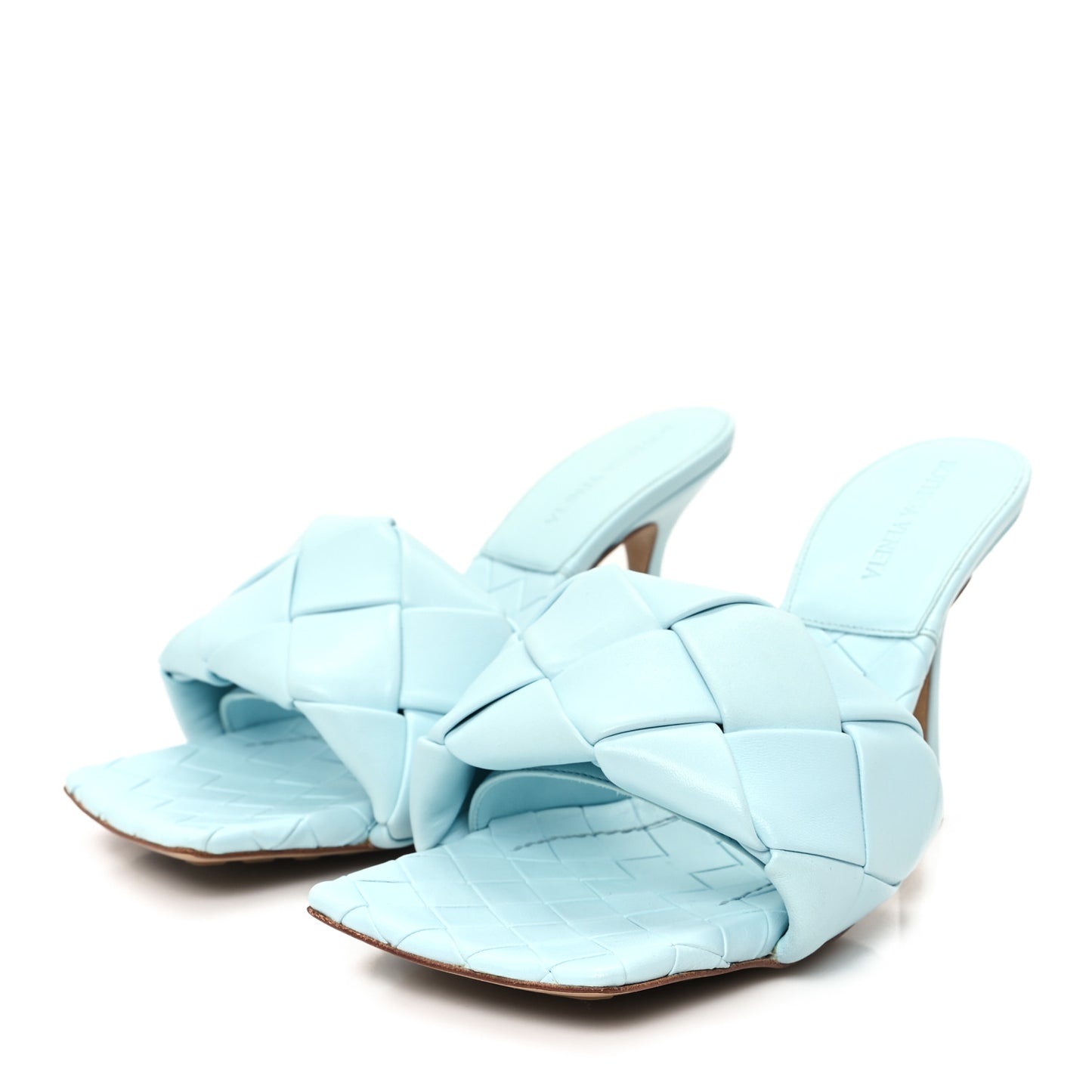 Nappa Maxi Intrecciato Lido Mule Sandals 39 Topazio