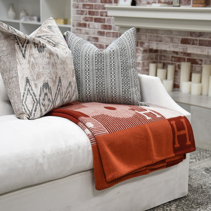 Hermes Wool Cashmere Echecs Et Trames Blanket Terre Cuite Terracotta 2 of 4
