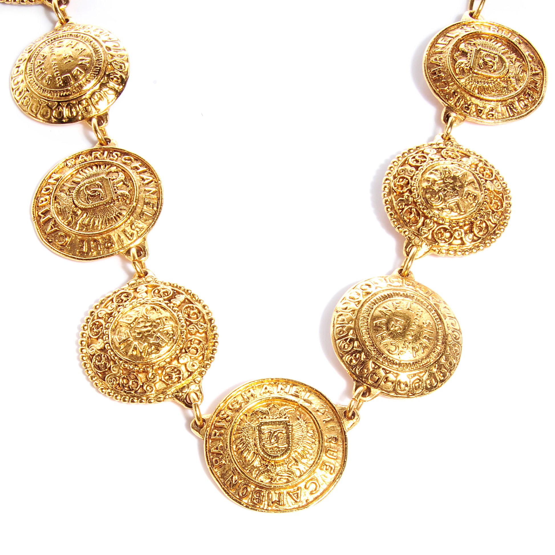 Chanel 31 Rue Cambon Paris CC Medallion Necklace Gold 1 of 6