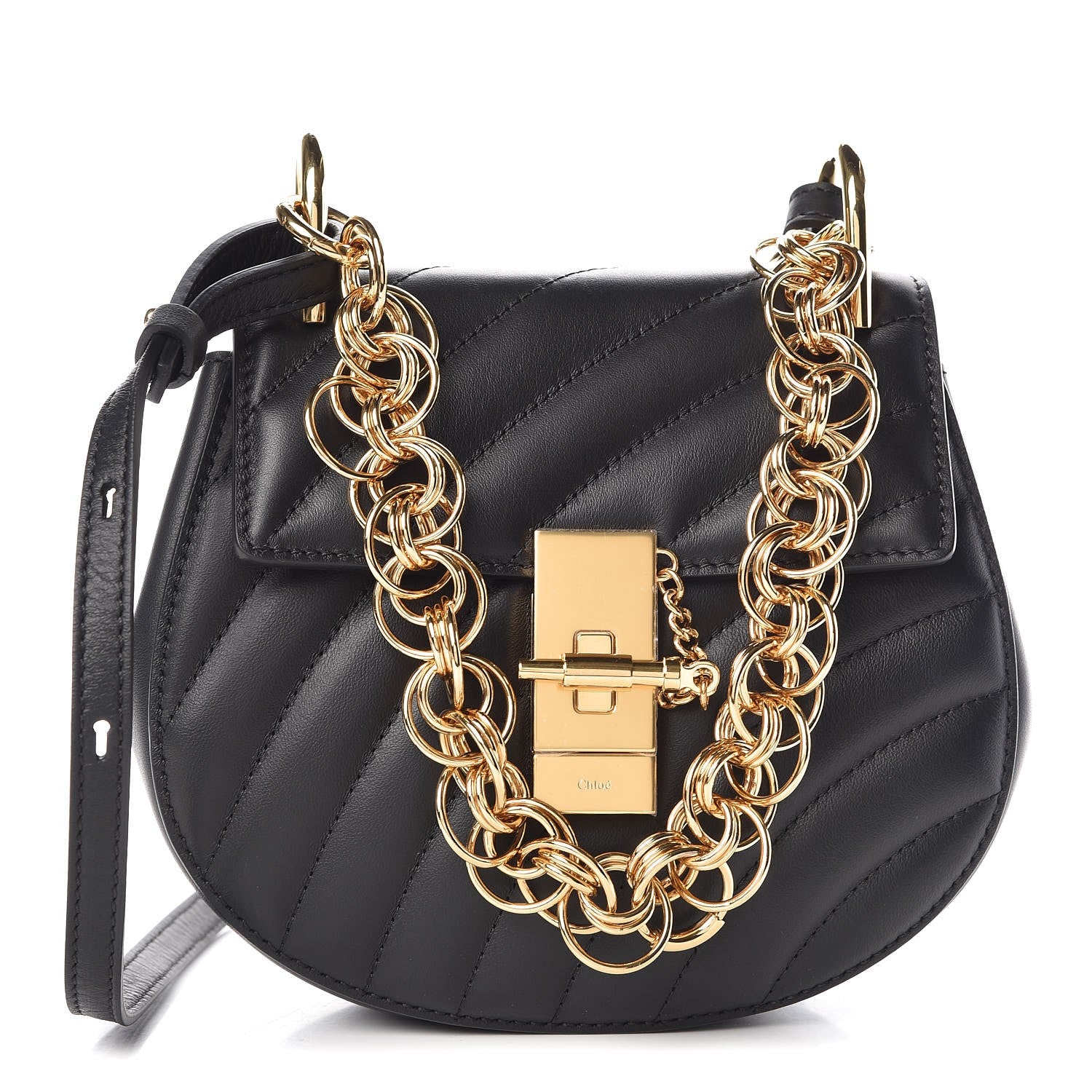 Chloe Calfskin Quilted Mini Drew Bijou Shoulder Bag Black 1 of 7
