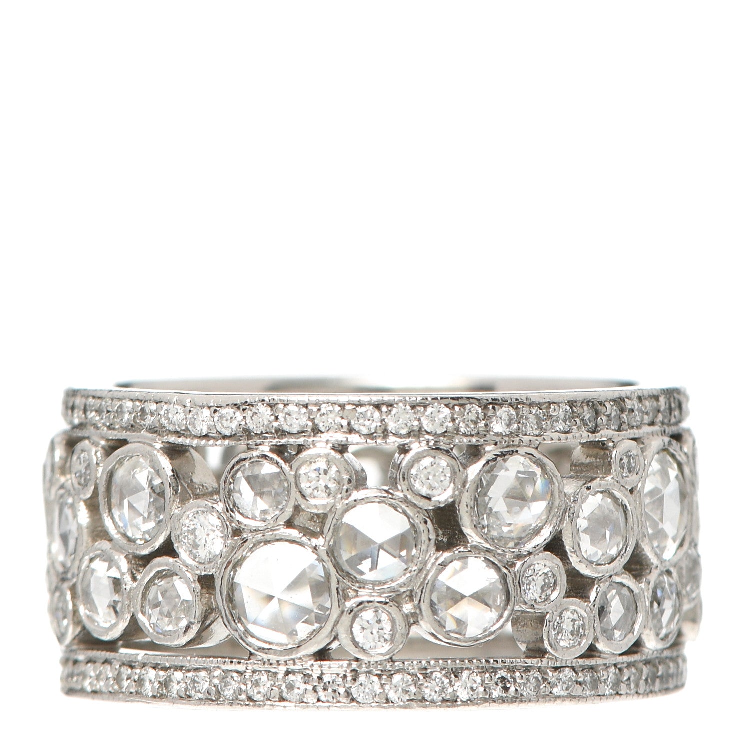 Tiffany Platinum Diamond Cobblestone Band Ring 52 6 1 of 4