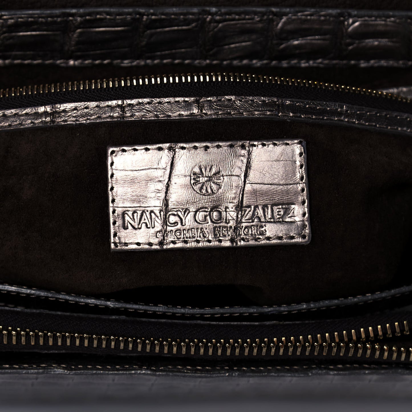 Metallic Crocodile Flap Chain Shoulder Bag Grey