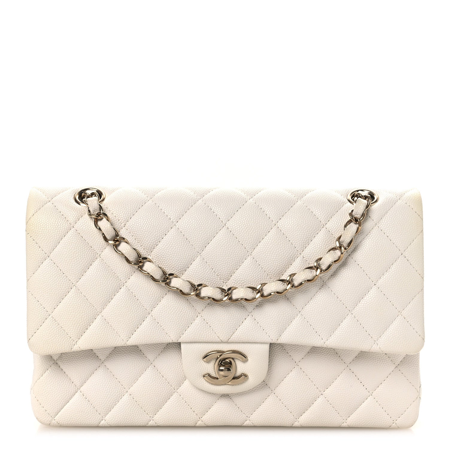 Chanel Caviar Quilted Medium Double Flap White 1 of 13