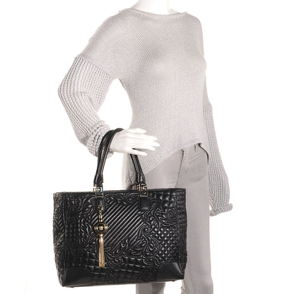 Versace Barocco Quilted Leather Elettra Vanitas Tote Black 2 of 9