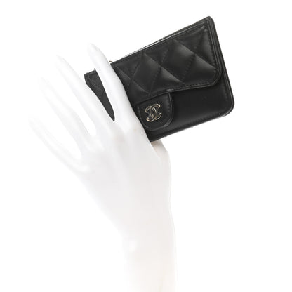 Chanel Lambskin Quilted Flap Zip Card Holder Black 2 of 8