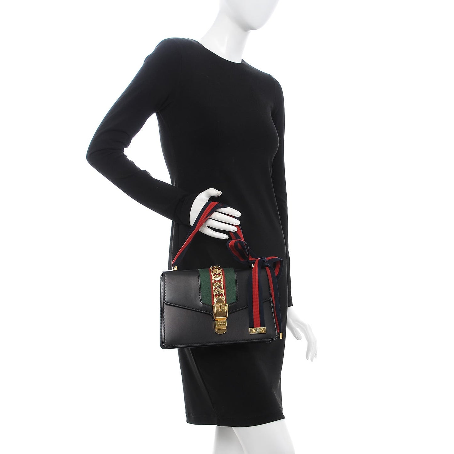 Calfskin Small Sylvie Shoulder Bag Black