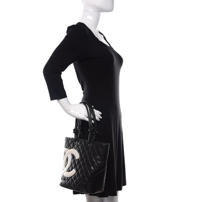 Chanel Calfskin Quilted Medium Cambon Tote Black White 2 of 15
