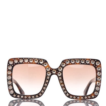 Gucci Acetate Crystal Oversize Sunglasses GG0148S Tortoise 2 of 7