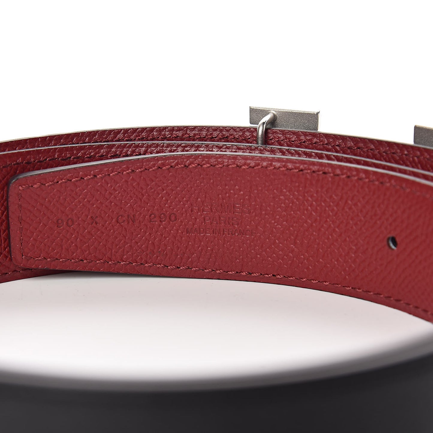 Epsom 32mm Guilloche H Belt 90 Black Rouge Grenat