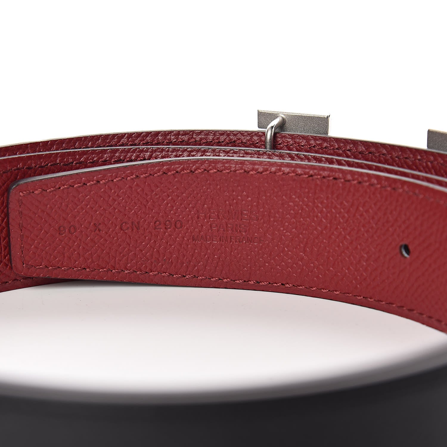 Hermes Epsom 32mm Guilloche H Belt 90 Black Rouge Grenat 4 of 7
