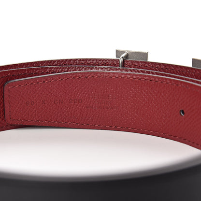 Hermes Epsom 32mm Guilloche H Belt 90 Black Rouge Grenat 4 of 7