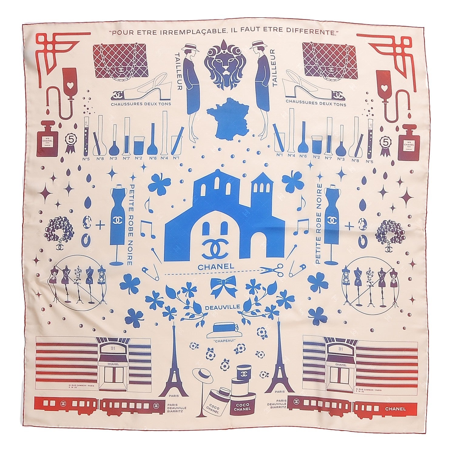 Chanel Silk Illustration Scarf Ivory 1 of 4