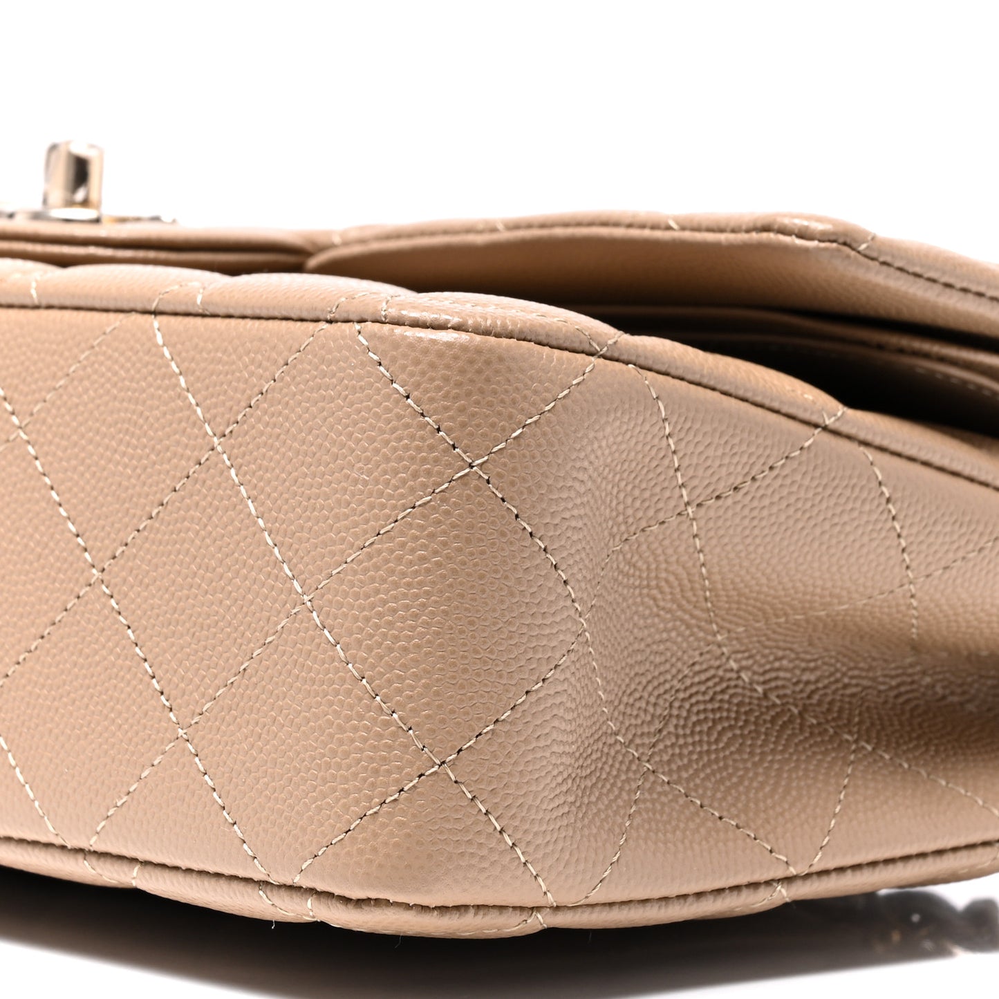 Caviar Quilted Medium Double Flap Dark Beige